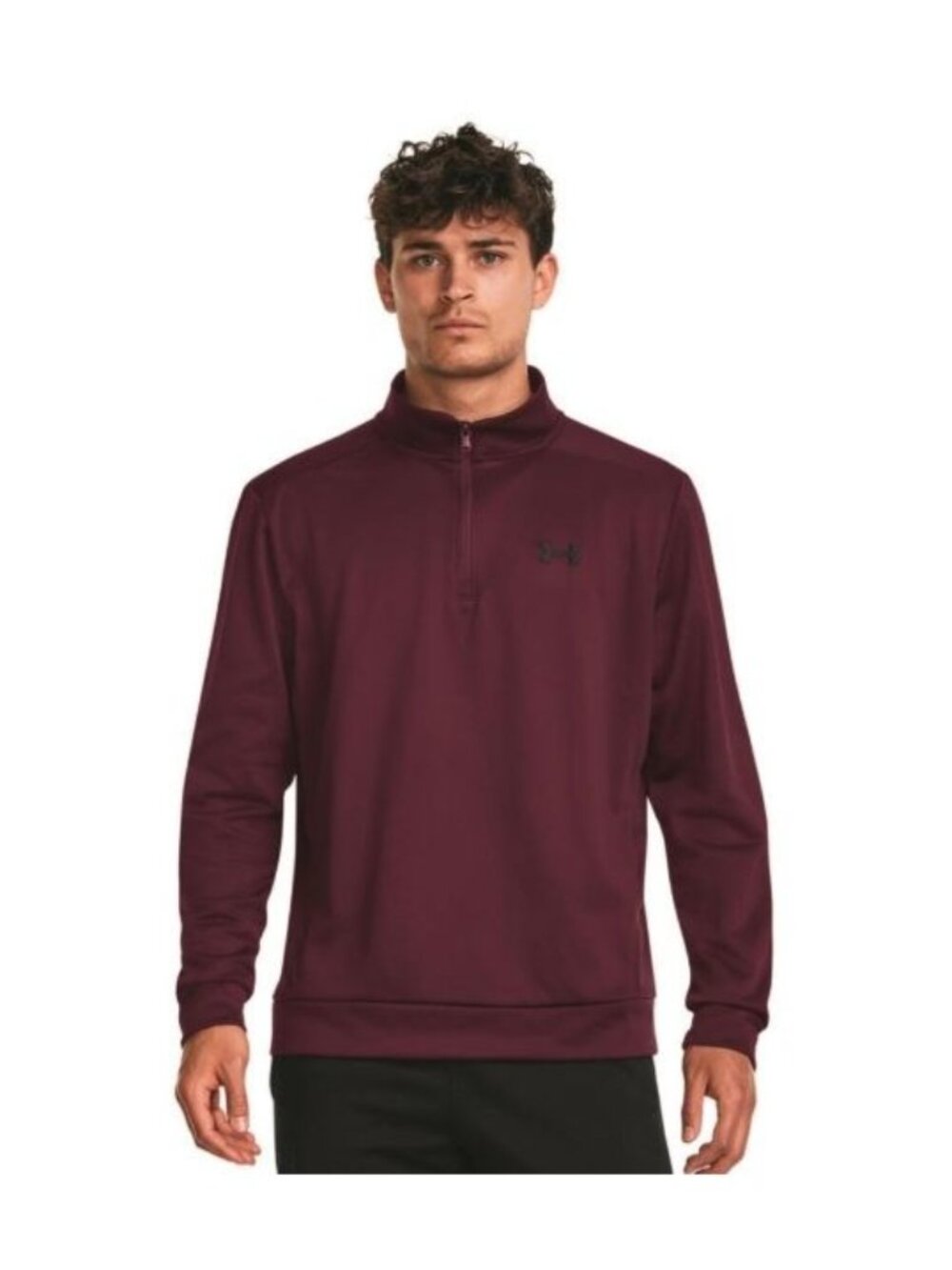 Under Armour Mens Loose Fit 1/4 Zip Pullover S Burgundy Recycled Polyester